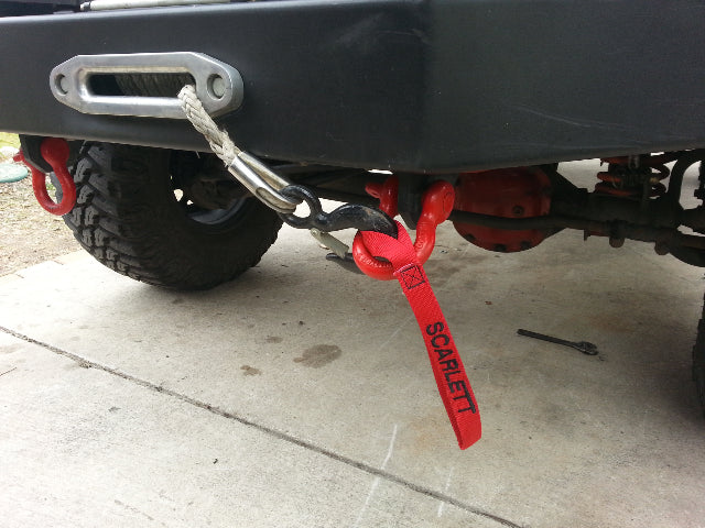 Custom winch hook pull strap, lead, handle - (2 sided embroidery